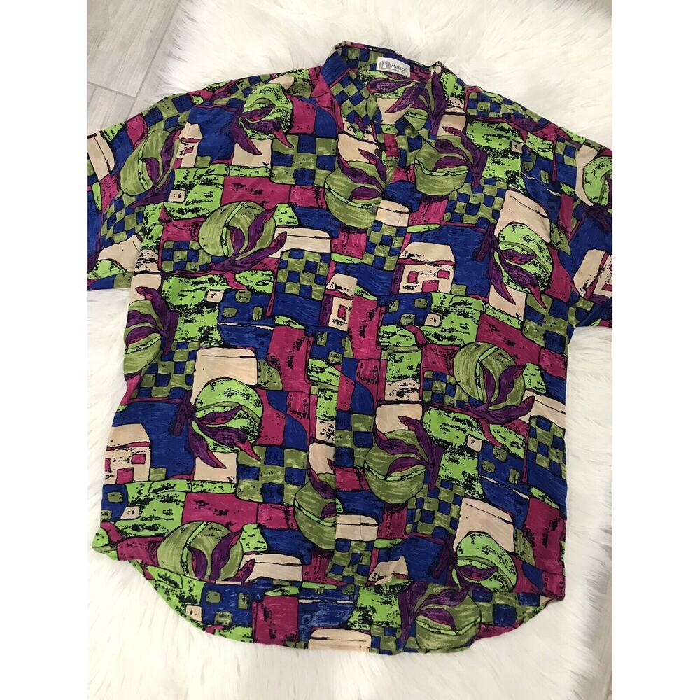 COLORFUL UNIQUE MESSORI GEO DESIGN 100% SILK XL - MADE IN ITALY